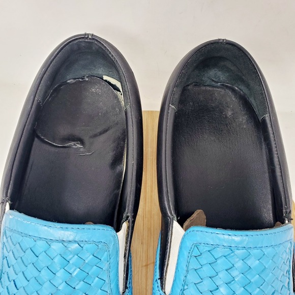 Dsquared2‎ Shoes Mens 45 Blue Woven Black Leather Slip On Casual Sneaker - Picture 5 of 15